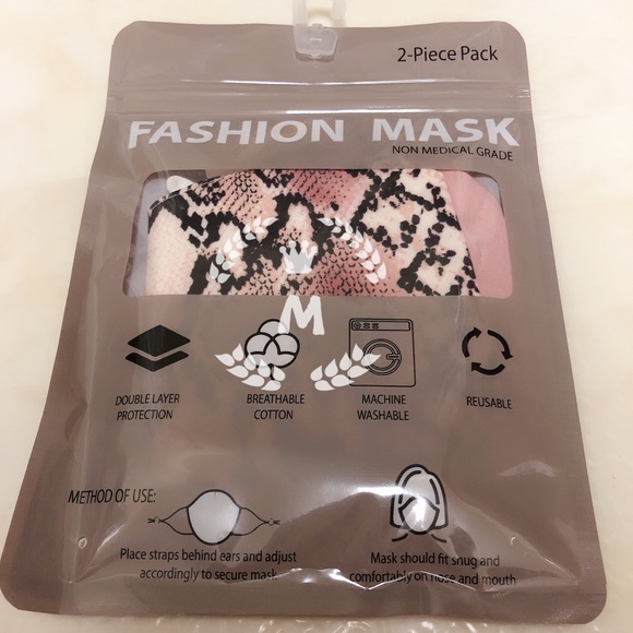 MARCUS ADULT REUSABLE PINK SNAKE FACE MASK 2 PACK - Picture 3 of 7